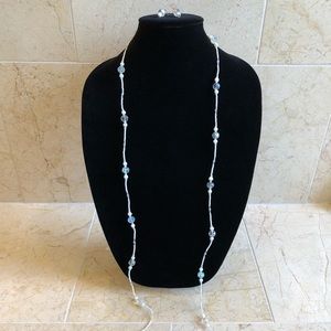 Vintage Carnival glass/white necklace & earring